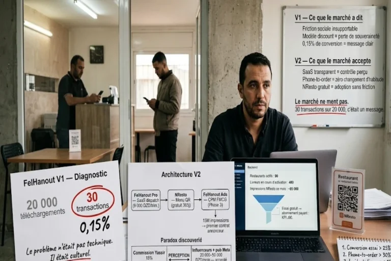 FelHanout et NResto : anatomie d’un pivot FoodTech en Algérie — quand les marchés émergents réécrivent les règles du Product-Market Fit