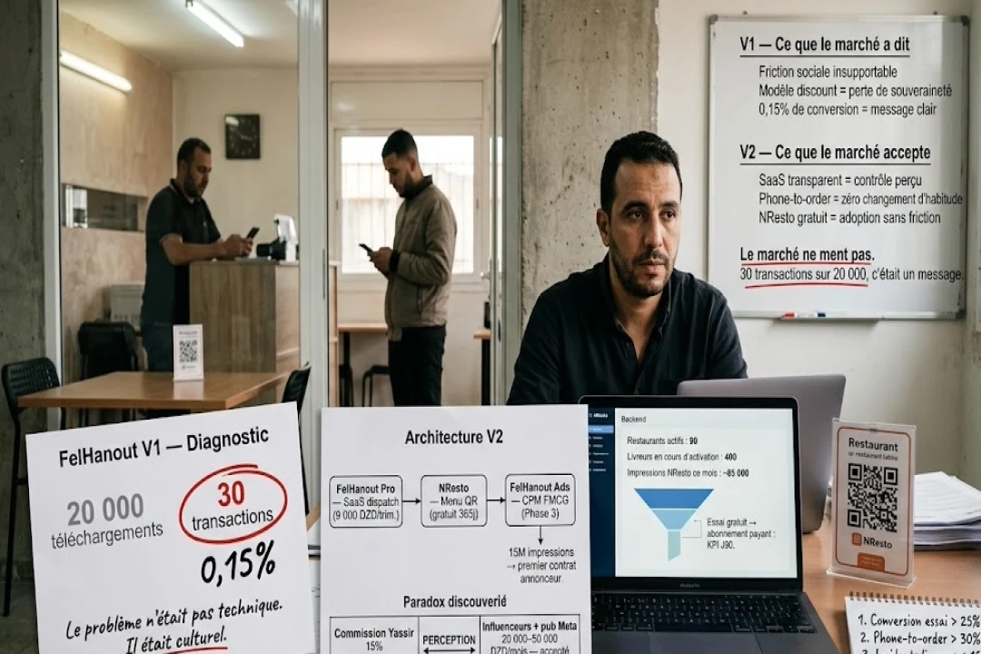 FelHanout et NResto : anatomie d’un pivot FoodTech en Algérie — quand les marchés émergents réécrivent les règles du Product-Market Fit